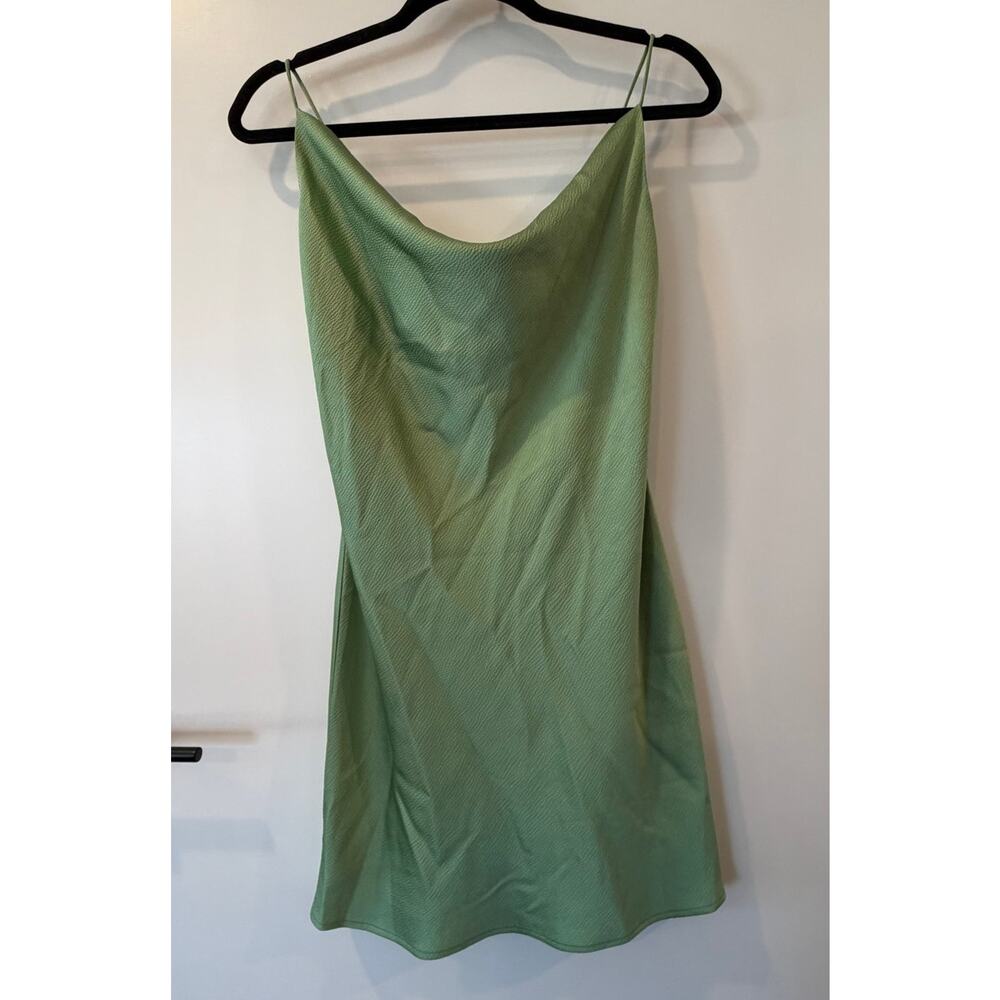 Abbeline Green Mini Slip Dress Cowl Neck Adjustable Straps Size Small